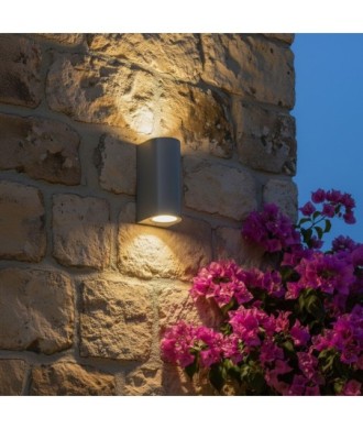 kelvo® MURANO KLV-101-0016 Φωτιστικό Τοίχου - Απλίκα για 2 Λάμπες MR16 με Ντουί GU10 AC 220-240V Αδιάβροχο IP65 - Γκρι Ανθρακί Ματ - Μ8 x Π8 x Υ15cm